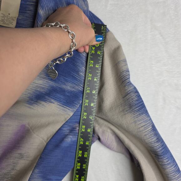 Anthropologie Elevenses sz8 Vintage Trench Blue Pink OffWhite Abstract Babydoll - Picture 10 of 15